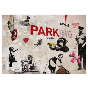 Papier peint Graffiti Collage (Banksy) Intissé - Multicolore - 400 x 280 cm