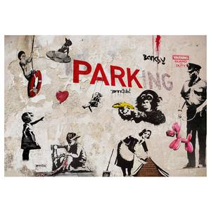 Fototapete Graffiti Collage (Banksy) Vlies - Mehrfarbig - 250 x 175 cm