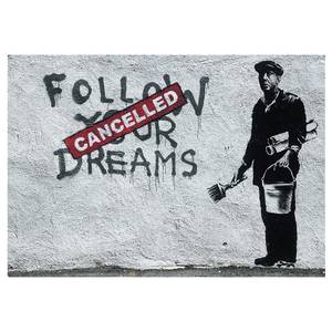 Fototapete Dreams Cancelled (Banksy) Vlies - Grau / Schwarz - 400 x 280 cm