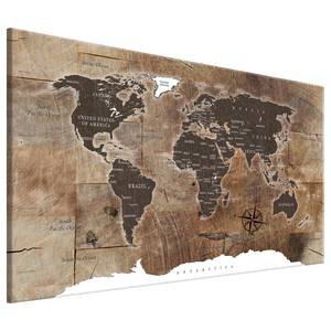 Tableau déco World Map Wooden Mosaic Intissé - Marron - 120 x 80 cm