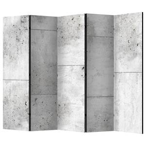 Paravent Concretum murum Vlies auf Massivholz - Grau - 5-teilig