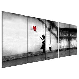 Wandbild Runaway Balloon (Banksy) Leinwand - Mehrfarbig - 225 x 90 cm