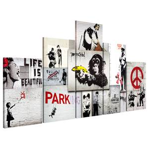 Wandbild Street Crimes: (Banksy) Art Leinwand - Mehrfarbig - 200 x 100 cm