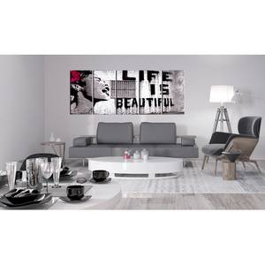 Afbeelding Life is Beautiful (Banksy) canvas - meerdere kleuren - 200 x 80 cm