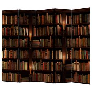 Paravento Bookshelves Tessuto non tessuto su legno massello - Multicolore - 5 pezzi