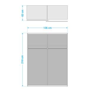 Armoire à portes coulissantes Caracas I Gris métallisé - Largeur : 136 cm - Basic - 1 miroir