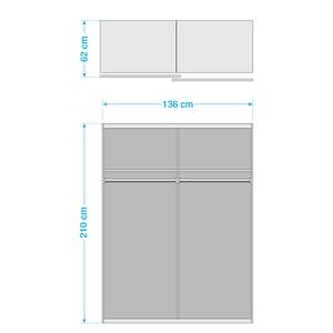 Zweefdeurkast Caracas I Eikenhoutlook Artisan - Breedte: 136 cm - Basic - Zonder spiegeldeuren