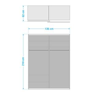 Schwebetürenschrank Caracas I Eiche Artisan Dekor - Breite: 136 cm - Premium - Ohne Spiegeltür/-en