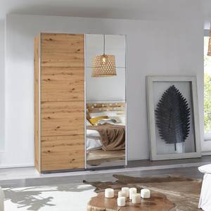 Armoire à portes coulissantes Caracas I Imitation chêne Artisan - Largeur : 136 cm - Basic - 1 miroir