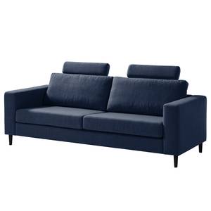 3-Sitzer Sofa COSO Classic Webstoff - Webstoff Milan: Dunkelblau - Buche