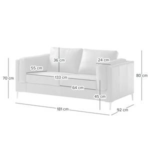 2-Sitzer Sofa COSO Classic+ Echtleder - Echtleder Taru: Hellbraun - Chrom glänzend