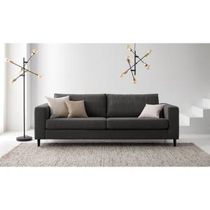 3-Sitzer Sofa COSO Classic Webstoff - Webstoff Milan: Anthrazit - Buche