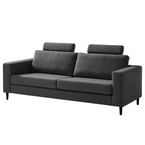 3-Sitzer Sofa COSO Classic Webstoff - Webstoff Milan: Anthrazit - Buche