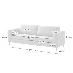 3-Sitzer Sofa COSO Classic Webstoff - Webstoff Milan: Anthrazit - Buche