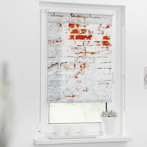 Klemmfix Verduisteringsrolgordijn Muur polyester - wit/rood - 120 x 150 cm