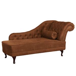 Chaise longue Dale antieke leerlook - Microvezel Rica: Cognac - Armleuning vooraanzicht rechts