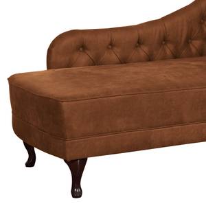 Chaise longue Dale antieke leerlook - Microvezel Rica: Cognac - Armleuning vooraanzicht rechts