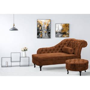 Chaise longue Dale antieke leerlook - Microvezel Rica: Cognac - Armleuning vooraanzicht rechts