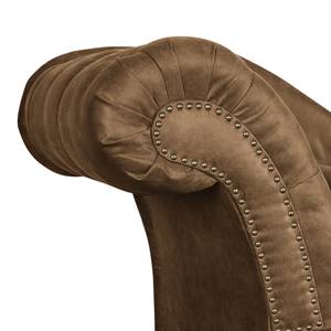 Chaise longue Dale antieke leerlook - Microvezel Rica: Bruin - Armleuning vooraanzicht links