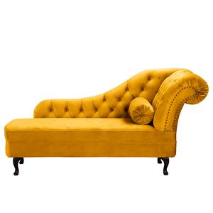 Chaise longue Dale fluweel - Velours Ravi: Mosterdgeel - Armleuning vooraanzicht rechts