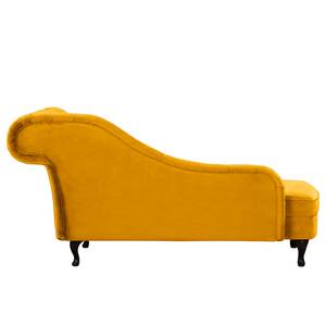 Chaise longue Dale fluweel - Velours Ravi: Mosterdgeel - Armleuning vooraanzicht rechts