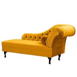 Chaise longue Dale fluweel - Velours Ravi: Mosterdgeel - Armleuning vooraanzicht rechts