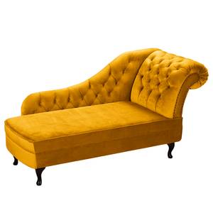 Chaise longue Dale fluweel - Velours Ravi: Mosterdgeel - Armleuning vooraanzicht rechts