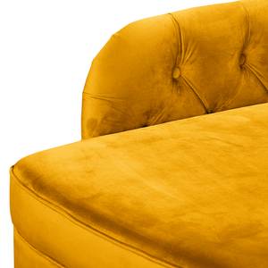 Chaise longue Dale fluweel - Velours Ravi: Mosterdgeel - Armleuning vooraanzicht rechts