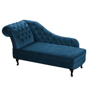 Chaise longue Dale fluweel - Velours Ravi: Marineblauw - Armleuning vooraanzicht rechts