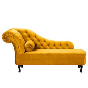 Chaise longue Dale fluweel - Velours Ravi: Mosterdgeel - Armleuning vooraanzicht links