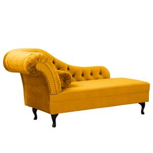 Chaise longue Dale fluweel - Velours Ravi: Mosterdgeel - Armleuning vooraanzicht links