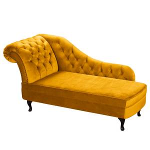 Chaise longue Dale fluweel - Velours Ravi: Mosterdgeel - Armleuning vooraanzicht links