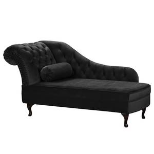 Chaise longue Dale fluweel - Velours Ravi: Zwart - Armleuning vooraanzicht links