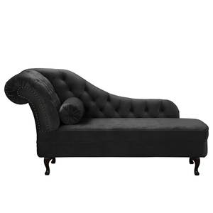 Chaise longue Dale fluweel - Velours Ravi: Zwart - Armleuning vooraanzicht links