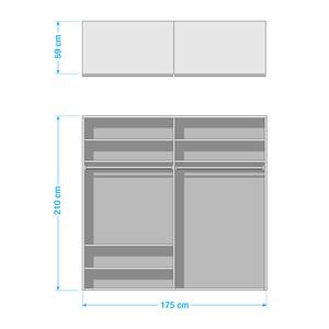 Schwebetürenschrank Santiago Graumetallic - Breite: 175 cm - Premium - Ohne Spiegeltür/-en