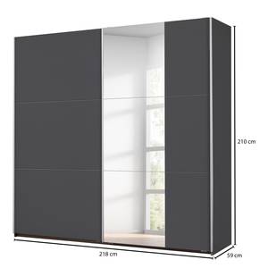 Schwebetürenschrank Santiago Graumetallic - Breite: 218 cm - Basic - Mit Spiegeltür/-en