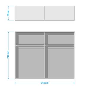 Schwebetürenschrank Santiago Graumetallic - Breite: 218 cm - Basic - Mit Spiegeltür/-en