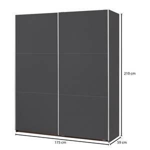 Armoire à portes coulissantes Santiago Gris métallisé - Largeur : 175 cm - Basic - Sans portes miroir