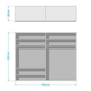 Armoire à portes coulissantes Santiago Gris métallisé - Largeur : 218 cm - Premium - Sans portes miroir