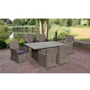 Essgruppe Bordeaux II (7-teilig) Stahl / Polyrattan - Braun