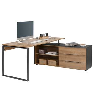 Bureau d’angle YOLO Anthracite / Imitation chêne