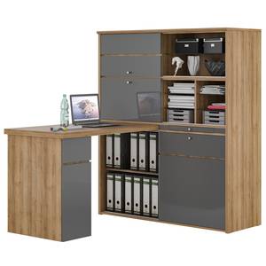 Schreibtisch-Kombination Mini-Office II Eiche Riviera Dekor / Grau