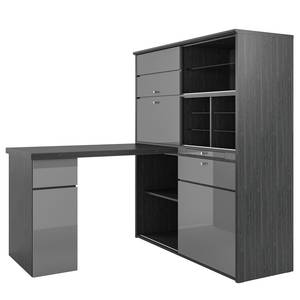 Schreibtisch-Kombination Mini-Office II Eiche Schwarz Dekor / Grau
