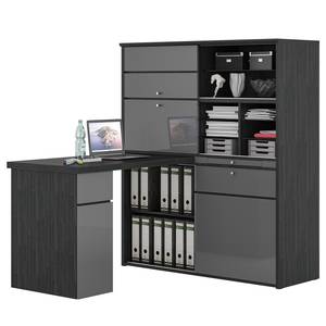 Schreibtisch-Kombination Mini-Office II Eiche Schwarz Dekor / Grau