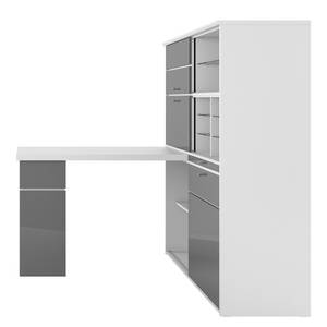 Bureau avec rangements Mini-Office II Gris brillant / Blanc