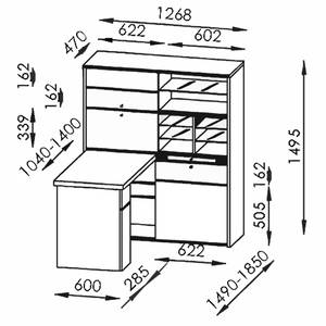 Schreibtisch-Kombination Mini-Office II Hochglanz Grau / Weiß