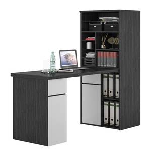 Schreibtisch-Kombination Mini-Office Eiche Schwarz Dekor / Weiß