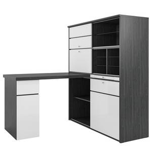 Schreibtisch-Kombination Mini-Office II Eiche Schwarz Dekor / Weiß