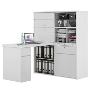 Bureau avec rangements Mini-Office II Blanc laqué