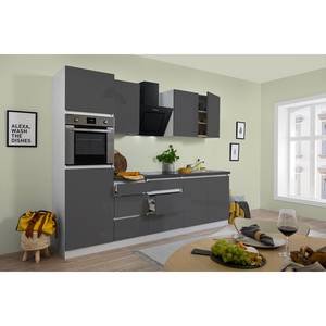 Keukenblok Melano I (8-delig) zonder elektrische apparaten - Hoogglans Grijs/Granit look - Met elektrische apparatuur